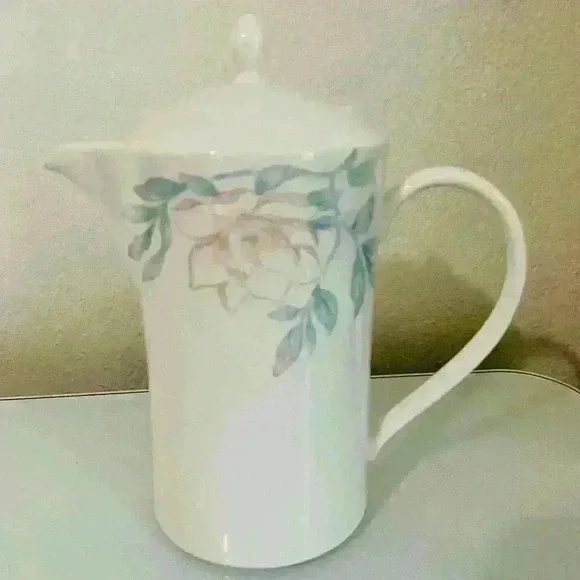 Lenox Decor Plantation Blossom Small 6 1/2” Coffee Pot Floral Pastel with Lid - Picture 1 of 12